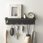 Ikodm - tag�re murale, home smart porte - cl�s magn�tique avec plateau noir �tag�re murale