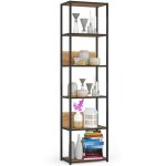 �tag�re murale industrielle sur pied akord noire 50 cm fa�ade ch�ne craft 6 �tag�res 50x32x192 cm