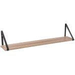 Etagre murale en mdf avec querres en mtal noir - longueur 78 x profondeur 16 x hauteur 15 cm pegane ...