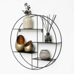 Vivol - etagre murale en mtal noir avec 4 plaches - ronde - 50x10 cm