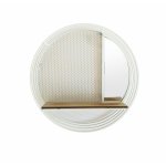Meubletmoi - etagre murale ronde en mtal blanc avec miroir et tablette - lune
