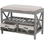 Etag�re / range - chaussures / banc, 45x65x34cm, shabby chic, vintage, gris