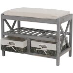 Hhg - jamais utilis�] etag�re / range - chaussures / banc, 45x65x34cm, shabby chic, vintage, gris