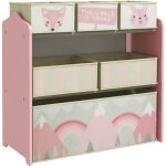 Meuble de rangement enfant ? 6 bacs en tissu non tiss� ? dimensions 63l x 30l x 66h cm ? design rose ...