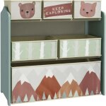 Zonekiz - tag�re de rangement enfant design mountain adventure - 6 tiroirs - mdf tissu non tiss� - vert ...