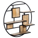 Etagre ronde en bois de manguier et mtal noam