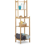 Relaxdays - etag�re de salle de bain en bambou 5 niveaux colonne de rangement sur pied hxlxp: 121 x 33 ...