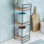 [en. casa] - tagre de table pargas  3 niveaux mtal bois de pin 43 x 14 x 13 cm noir naturel