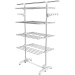 Etendoir � linge, etendage � linge, 4 �tag�res, blanc, avec des ailes et une barre sup�rieure �tendue, ...