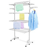 Todeco - etendoir à linge, etendage à linge, 4 étagères, blanc, avec ailes et barre supérieure, matériau: ... Todeco - etendoir à linge, etendage à linge, 4 étagères, blanc, avec ailes et barre supérieure, matériau: ...
