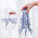 Etendoir linge interieur exterieur, 24 pinces sechoir a linge � suspendre pliable, etendoir chaussette ...