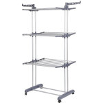 Etendoir � linge, s�choir � linge avec roulettes grande capacit� sur 3 niveaux ailes pliables tubes en ...