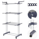 Etendoir - sechoir a linge - 3 niveaux - rangement facile, deplacement facile - gris