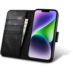 Étui 2 en 1 en cuir à rabat pour iphone 14 plus, étui portefeuille anti - rfid en cire d'huile, noir Étui 2 en 1 en cuir à rabat pour iphone 14 plus, étui portefeuille anti - rfid en cire d'huile, noir