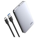Etui de poche pour disque dur 2. 5'' sata 3. 0 6gbps + cble usb - usb - c 0, 5m gris