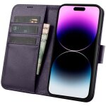 �tui portefeuille en cuir 2 en 1 anti - rfid pour iphone 14 pro, violet fonc�