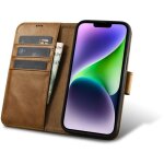 Étui portefeuille en cuir 2 en 1 pour iphone 14 plus, anti - rfid, cire d'huile, marron clair Étui portefeuille en cuir 2 en 1 pour iphone 14 plus, anti - rfid, cire d'huile, marron clair