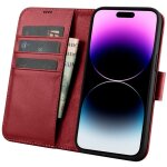 Étui portefeuille en cuir 2 en 1 avec rabat anti - rfid pour iphone 14 pro, rouge Étui portefeuille en cuir 2 en 1 avec rabat anti - rfid pour iphone 14 pro, rouge