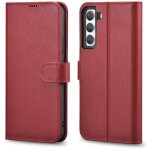 tui portefeuille en cuir pour galaxy s22 + , bordeaux
