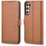 �tui portefeuille en cuir pour galaxy s22 + marron