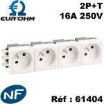 Eur ohm - 1 � 4 prises de courant 45x45 2p + t clipsables blanches pour goulottes - type de prises - ...