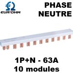 Eur ohm - peigne horizontal 1p + n pour interrupteur diff�rentiel 40a et 63a - type peigne horizontal ...