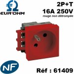 Eur ohm - 1 � 4 prises de courant 45x45 2p + t clipsables blanches pour goulottes - type de prises - ...