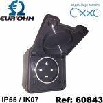 Prise courant pc 20a gris saillie ip55 - oxxo 3p + t