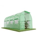 Eurospen - serre de jardin tunnel 8m - bche arme - avec fentres latrales et porte zipe