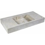 Ro'ma nature - evier � poser 1 bac double �gouttoirs dune - pierre naturelle atlas - 120x60x15 cm - beige ...