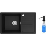 Cecipa - evier 1 bac avec egouttoir, evier de cuisine en quartz et rsine 78x45cm grande capacit evier ...
