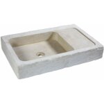 Ro'ma nature - evier � poser 1 bac �gouttoir droite - pierre naturelle atlas - 90x60x15 cm - beige
