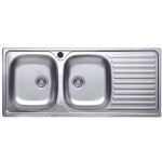 Evier inox 2 cuves avec gouttoir  droite 116x50 cm - sa138