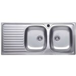 Evier � deux cuves en acier inoxydable avec �gouttoir � gauche 116x50 cm - sa138