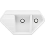 Primagran - evier d'angle en granit 90x50cm, lavabo cuisine 1, 5 bacs + kit de vidage, Évier à encastrer ... Primagran - evier d'angle en granit 90x50cm, lavabo cuisine 1, 5 bacs + kit de vidage, Évier à encastrer ...