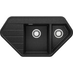 Primagran - evier d'angle en granit 90x50cm, lavabo cuisine 1, 5 bacs + kit de vidage, Évier à encastrer ... Primagran - evier d'angle en granit 90x50cm, lavabo cuisine 1, 5 bacs + kit de vidage, Évier à encastrer ...
