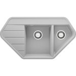 Primagran - evier d'angle en granit 90x50cm, lavabo cuisine 1, 5 bacs + kit de vidage, Évier à encastrer ... Primagran - evier d'angle en granit 90x50cm, lavabo cuisine 1, 5 bacs + kit de vidage, Évier à encastrer ...