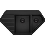 Primagran - evier d'angle en granit 90x50cm, lavabo cuisine 1, 5 bacs + kit de vidage, vier  encastrer ...