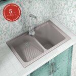 Poalgi - evier bac  laver pour buanderie  encastrer cuarzo gris concret - 2 bacs