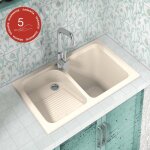 Poalgi - evier bac  laver pour buanderie  encastrer cuarzo pergamon - 2 bacs