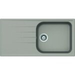 Js - evier cristalite  encastrer 1 grand bac, 1 gouttoir viola - aspect granit - couleur : nero (noir) ...