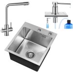 Cecipa - evier cuisine 1 bac vier inox 1 cuve avec siphon et trop - plein vier de cuisine inox 404522cm ...