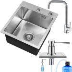 Cecipa - evier cuisine 1 bac vier inox 1 cuve avec siphon et trop - plein vier de cuisine inox 404522cm ...
