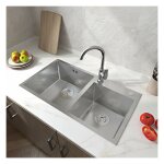 Évier de cuisine 78x43x20cm 2 bac en inox livré avec 2 siphons en inox modèle a7i2 Évier de cuisine 78x43x20cm 2 bac en inox livré avec 2 siphons en inox modèle a7i2