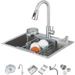 �vier de cuisine en acier inoxydable 60 x 45 cm avec 1 bac avec siphon couleur acier inoxydable