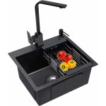 vier de cuisine, en acier inoxydable, avec robinet rotatif  180 , distributeur de savon, panier d'vacuatio ...
