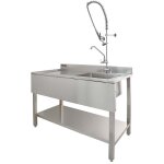 �vier cuisine commercial en acier inoxydable & robinet de pr� - rin�age - drainage egouttoir � gauche ...