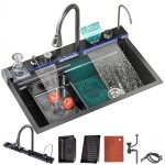 Esip - vier de cuisine � comptoir en acier inoxydable 304 gris �vier de cuisine profond � une cuve avec ...