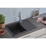 Evier de cuisine evier encastr� 62 x 50 cm granit mineralite noir respekta