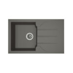 Stradour - evier cuisine a encastrer 1 bac + 1 egouttoir aloa - resine - 81 x 50 cm - gris beton
